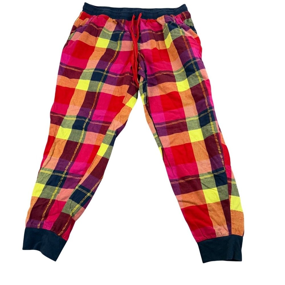 Secret Treasures Womens Plaid Pajama Joggers Multicolor Metallic Cotton L 12-14